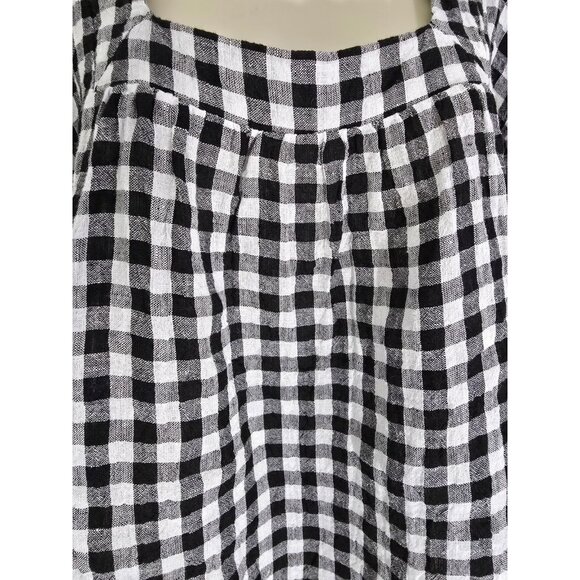 Korinne Vader Womens Black White Gingham Square Neck Linen Blouse Size M - Picture 5 of 9